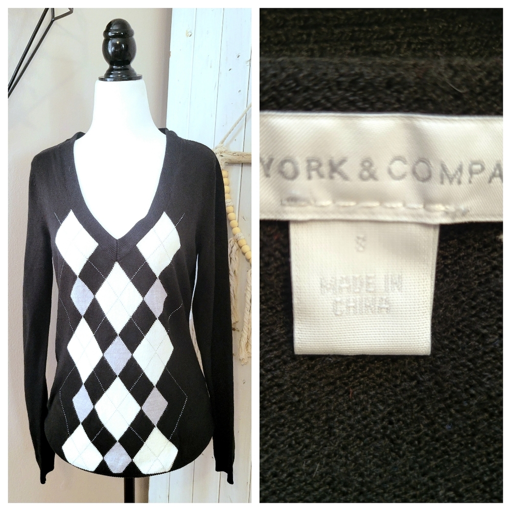 ARGYLE LONG SLEEVE SWEATER small